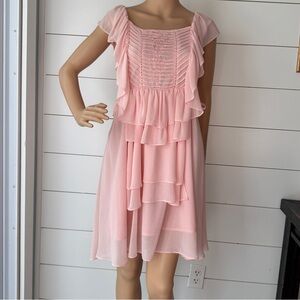 Ryu Soft Pink Layered Ruffle Dress Sz L